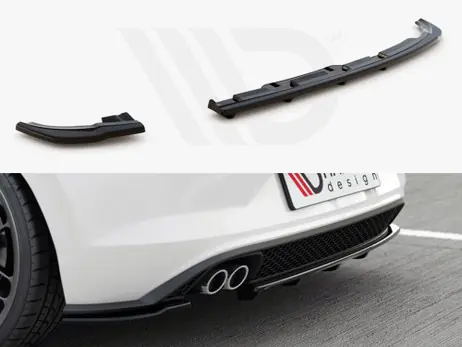 Maxton Design Gloss Black Central Rear Splitter (W/ Vertical Bars) VW Polo Mk6 GTI (2017-2021) Buy Online