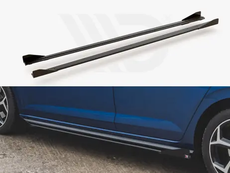 Luxury Maxton Design Black + Gloss Flaps Maxton Racing Side Skirts Diffusers (+Flaps) VW Polo GTI Mk6 (2017-2021)