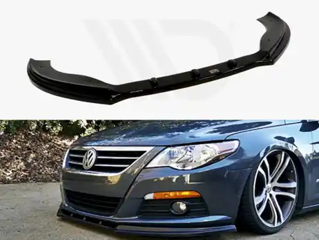 Maxton Design Gloss Black Front Splitter VW Passat Cc Preface Model, Standard Bumper Premium