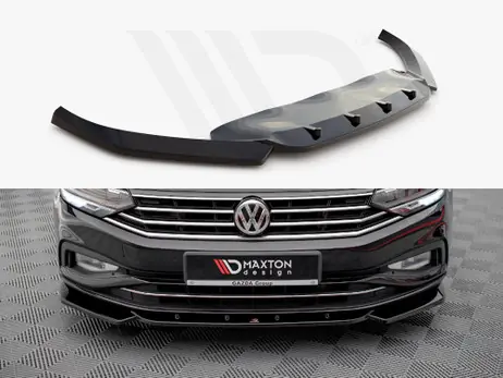 Maxton Design Gloss Black Front Splitter V.1 VW Passat B8 Facelift (2019-) Worldwide Shipping