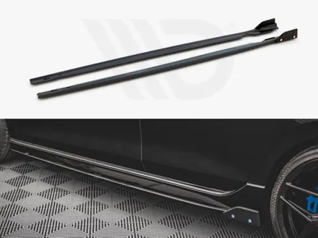 Hot Picks Maxton Design Gloss Black Side Skirts Diffusers (+Flaps) V.2 VW Golf R Mk8 (2020-)
