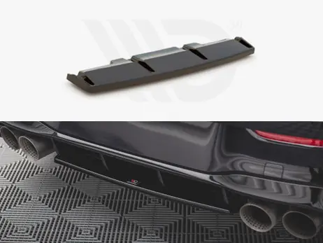 Maxton Design Gloss Black Central Rear Splitter VW Golf R Mk8 (2020-) Price Cut
