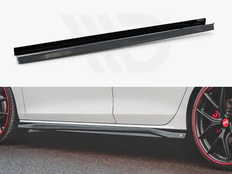 Maxton Design Gloss Black Side Skirts Diffusers V3 VW Golf 8 GTI / GTI Clubsport / R-Line (2020-) Certified
