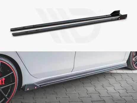 Last Chance Maxton Design Gloss Black Side Skirts Diffusers (+Flaps) V2 VW Golf 8 GTI / GTI Clubsport / R-Line (2020-)