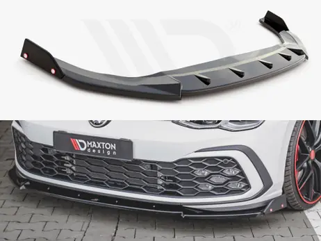 Hot Deal Maxton Design Gloss Black Front Splitter (+Flaps) V3 VW Golf 8 GTI / R-Line (2020-)