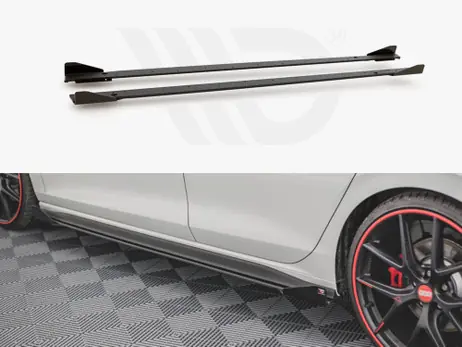 Maxton Design Black + Gloss Flaps Racing Durability Side Skirts Diffusers (+Flaps) VW Golf 8 GTI / GTI Clubsport / R-Line (2020-) While Supplies Last