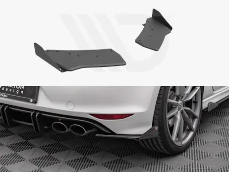 Must Have Maxton Design Black + Gloss Flaps Street Pro Rear Side Splitters (+Flaps) VW Golf R Mk7 (2013-2016)