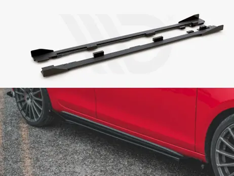 Maxton Design Black + Gloss Flaps Racing Durability Side Skirts Diffusers (+Flaps) VW Golf GTI Mk6 (2008-2012) Holiday Sale