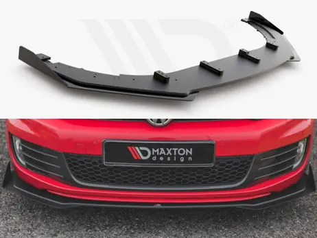 Maxton Design Black + Gloss Flaps Racing Durability Front Splitter V3 (+Flaps) VW Golf GTI Mk6 (2008-2012) Professional Grade