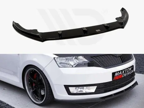 Maxton Design Gloss Black Front Splitter Skoda Rapid Premium