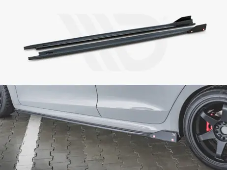 Maxton Design Gloss Black Side Skirts Diffusers (+Flaps) V2 Skoda Octavia Rs Mk4 (2020-) Professional Grade
