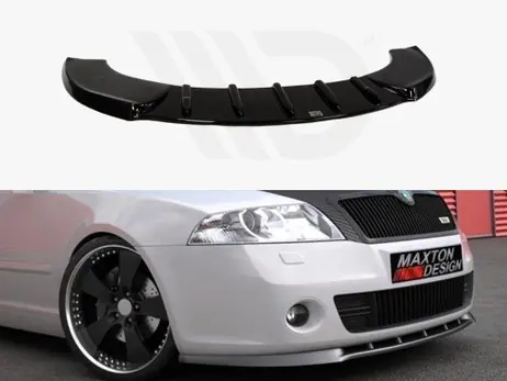 Maxton Design Gloss Black Front Splitter Skoda Octavia Mk2 VRS Pre-Facelift (2005-2007) Bulk Order