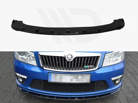 Bargain Maxton Design Gloss Black Front Splitter V.1 Skoda Octavia Mk2 VRS Facelift (2008-2013)