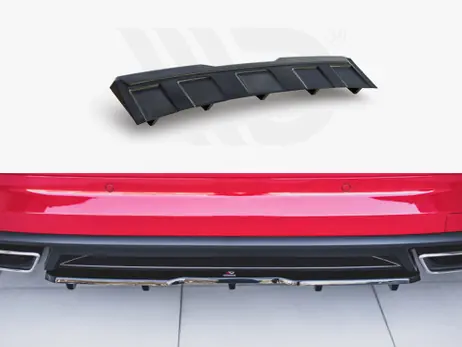 Maxton Design Gloss Black Central Rear Splitter (W/ Vertical Bars) Skoda Kodiaq VRS (2019-) Time-Limited