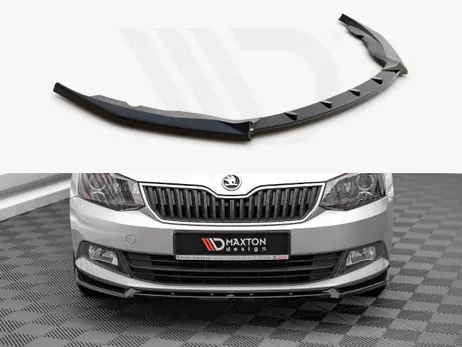 Weekend Sale Maxton Design Gloss Black Front Splitter V.1 Skoda Fabia Mk3 (2014-2019)