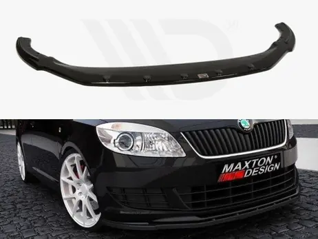 Maxton Design Gloss Black Front Splitter Skoda Fabia Ii Facelif Model, Standard Bumper Professional Grade