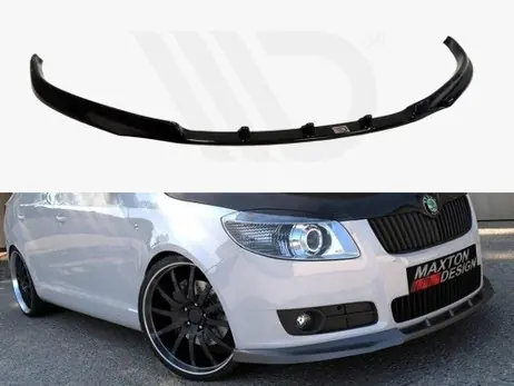 Hot Deal Maxton Design Gloss Black Front Splitter Skoda Fabia Ii (Preface Model, Standard Bumper