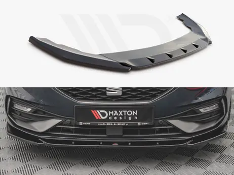 Maxton Design Gloss Black Front Splitter V2 Seat Leon Fr Mk4 (2020-) Express Delivery