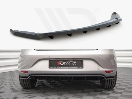 Maxton Design Gloss Black Central Rear Splitter (Vertical Bars) Seat Leon Hatchback Mk3 (2012-2016) Bulk Order