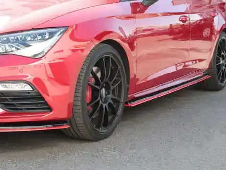 Today Only Maxton Design Gloss Black + Red Side Skirts Diffusers V.3 Seat Leon Mk3 Cupra/ Fr Facelift (2012-2019)