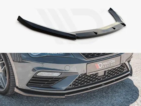 Maxton Design Gloss Black Front Splitter V6 Seat Leon Cupra/ Fr Mk3 Facelift (2017-2019) Free Shipping