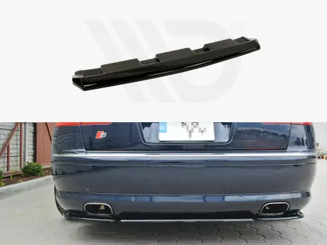 Maxton Design Gloss Black Central Rear Splitter (No Vertical Bars) Audi S8 D3 (2006-2010) Warranty Included