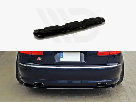 Maxton Design Gloss Black Central Rear Splitter (Vertical Bars) Audi S8 D3 (2006-2010) Hot Deal