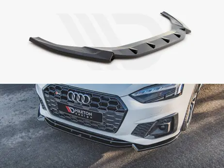 Maxton Design Gloss Black Front Splitter V2 Audi S5 / A5 S-Line F5 Facelift (2019-) Luxury