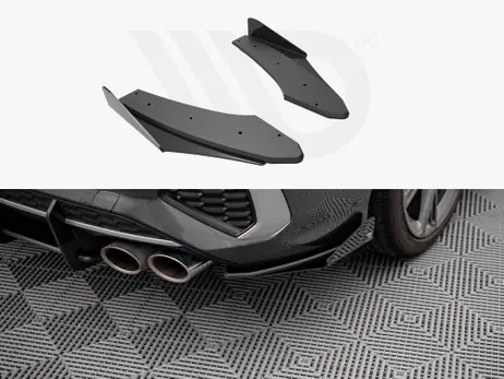 Maxton Design Black + Gloss Flaps Street Pro Rear Side Splitters (+Flaps) Audi S3 Sedan 8Y (2020-) Special Discount