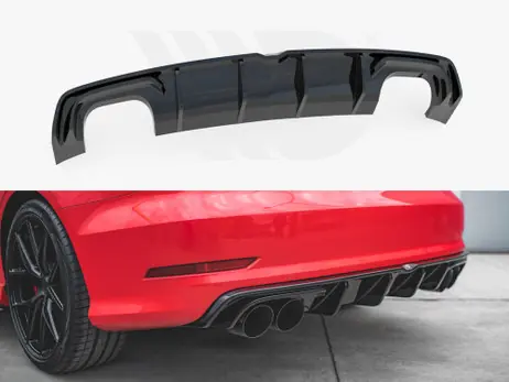 Maxton Design Gloss Black Rear Valance Audi S3 Sedan 8V (2013-2016) Free Delivery