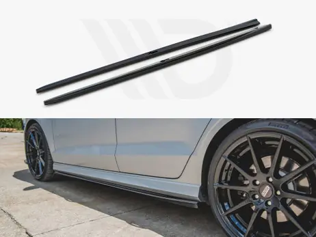 New Arrival Maxton Design Gloss Black Side Skirts Diffusers V.2 Audi S3 Sedan 8V Facelift (2016-2020)