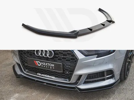 Maxton Design Gloss Black Front Splitter V.3 Audi S3 / A3 S-Line 8V Facelift Sedan (2016-2020) Mega Sale