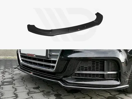 Handmade Maxton Design Gloss Black Front Splitter V.2 Audi S3 / A3 S-Line 8V Facelift Sedan (2016-2020)