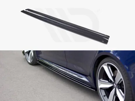 Maxton Design Gloss Black Side Skirts Diffusers Audi Rs4 B9 (2017-2019) High Quality
