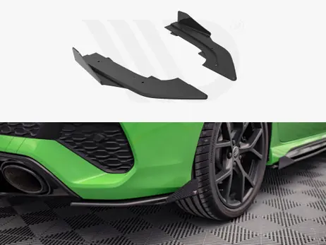Maxton Design Black + Gloss Flaps Street Pro Rear Side Splitters (+Flaps) Audi RS3 Sedan 8Y (2020-) Secure Checkout
