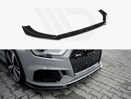 Maxton Design Gloss Black Front Splitter V.1 Audi RS3 8V Facelift Sedan (2017-20) Money Back Guarantee