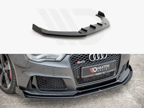 Shop Now Maxton Design Black + Gloss Flaps Maxton Racing Front Splitter (+Flaps) Audi RS3 8V Sportback (2015-2016)
