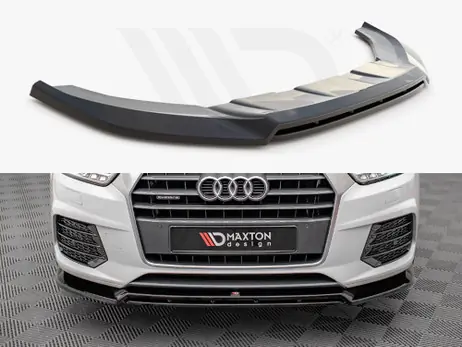 Professional Grade Maxton Design Gloss Black Front Splitter V.2 Audi Q3 S-Line 8U Facelift (2014-2018)
