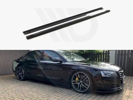 Maxton Design Gloss Black Side Skirts Diffusers Audi A8 Long D4 (2009- 2013) Direct From Manufacturer