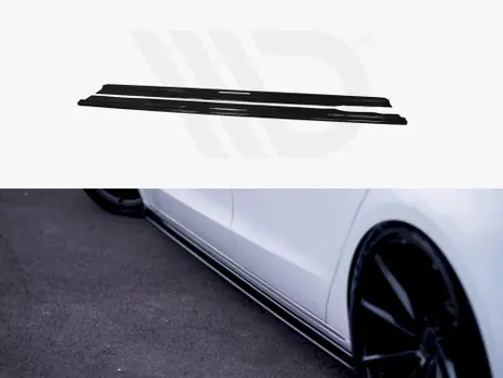 Maxton Design Gloss Black Side Skirts Diffusers Audi A8 D4 (2009- 2013) Authentic