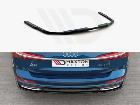 Maxton Design Gloss Black Central Rear Splitter Audi A6 S-Line C8 Avant (2019-) Premium