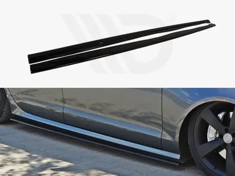 Crafted Maxton Design Gloss Black Side Skirts Diffusers Audi S6 / A6 C7 S-Line (2011-2014)