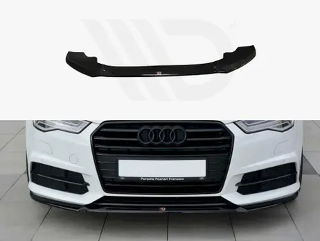 Maxton Design Gloss Black Front Splitter Audi A6 C7 S-Line / S6 C7 Facelift (2014-2018) Money Back Guarantee