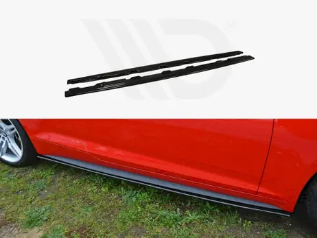 High Quality Maxton Design Gloss Black Side Skirts Splitters Audi A5 F5 S-Line Coupe (2016 - Up)
