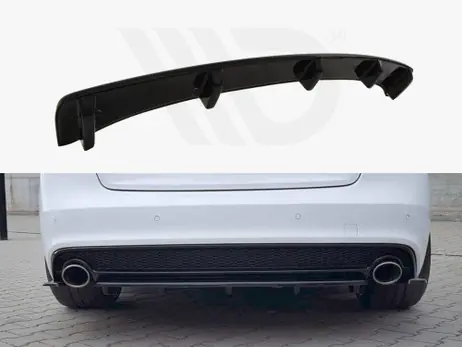 Money Back Guarantee Maxton Design Gloss Black Central Rear Splitter (Vertical Bars) Audi A5 S-Line 8T Fl Coupe / Sportback (2011-2016)