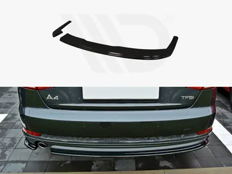 Maxton Design Gloss Black Rear Splitter Audi A4 B9 S-Line Sedan (2015 - Up) Crafted