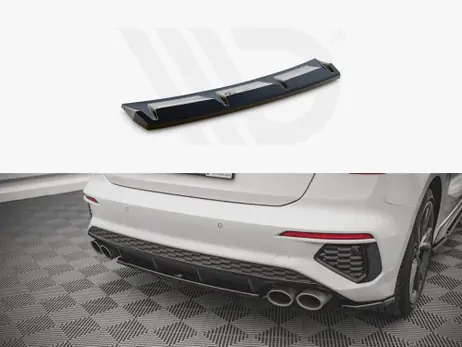 Maxton Design Gloss Black Central Rear Splitter For Audi S3 8Y (2020-) Professional Grade