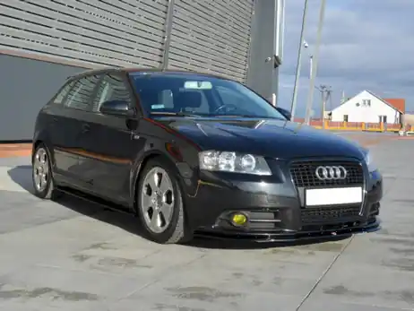 Discount Maxton Design Gloss Black Front Splitter Audi A3 8P Sportback S-Line (2004-2008)