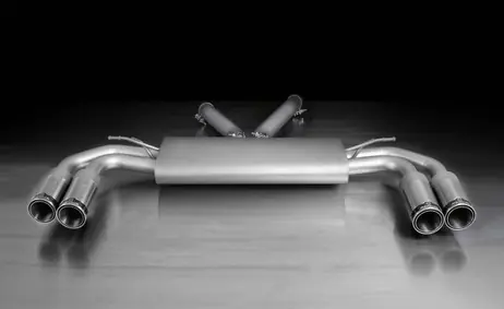 Original Remus Exhaust Rear Silencer Left/Right with 4 stainless steel straight, carbon insert tips 98 mm - Cayenne 958 3.0/4.8