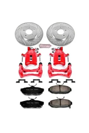Exclusive Offer PowerStop Z26 Street Warrior Brake Rotor, Pad and Caliper Kit; Rear